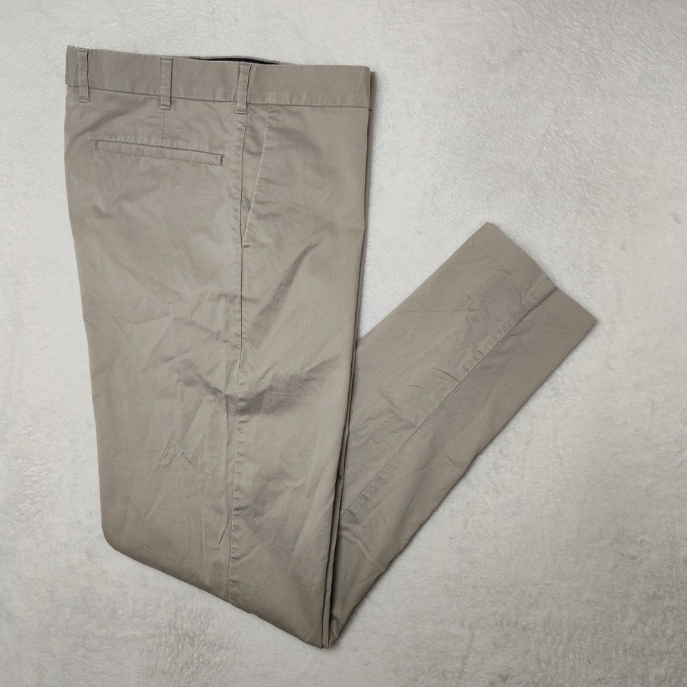 Moss London Pants Mens 36x31 Beige Chino Slim Tapered Cotton Lyocell Stretch